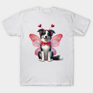 Valentine Fairy Border Collie Dog T-Shirt